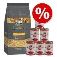 5 kg Grau Basic Vegetable Flakes + 6 x 400 g Grau Feast - kalkkuna & täysjyväriisi