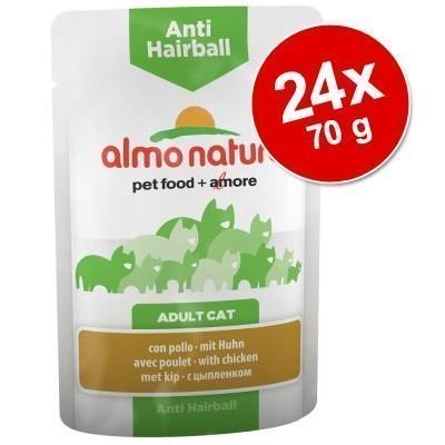 Almo Nature Anti Hairball Pouch -säästöpakkaus 24 x 70 g - kana