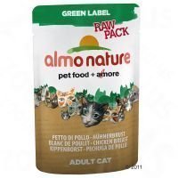 Almo Nature Green Label Raw 6 x 55 g -tuorepussit - kananrinta & ankanfile