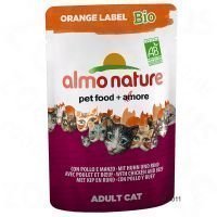 Almo Nature Orange Label Bio 6 x 70 g -tuorepussit - kana & vihannekset