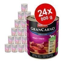 Animonda GranCarno Original Adult -säästöpakkaus 24 x 800 g - nauta & ankansydän