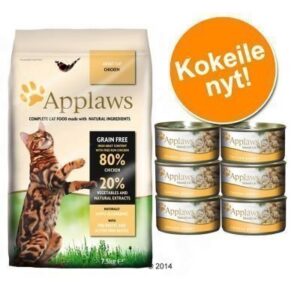 Applaws-kokeilupakkaus: 400 g + 6 x 70 g märkäruokaa - Chicken & Salmon + merikala