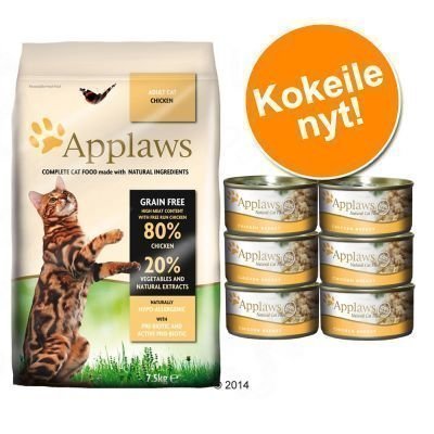 Applaws-kokeilupakkaus: 400 g + 6 x 70 g märkäruokaa - Chicken + kananrinta