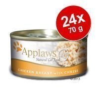 Applaws-säästöpakkaus 24 x 70 g - mix: kananrinta/kananrinta & juusto