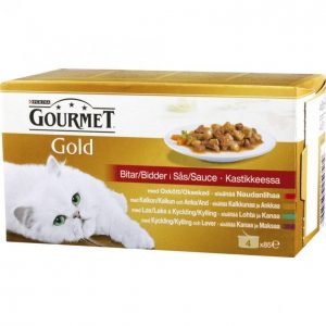 Gourmet Gold Kissanruoka 4x85g Kastikelajitelma