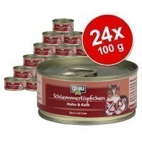 Grau Gourmet -säästöpakkaus 24 x 100 g - Kitten: naudanliha