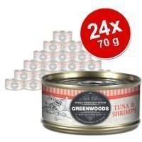 Greenwoods Adult -säästöpakkaus 24 x 70 g - Chicken & Cheese