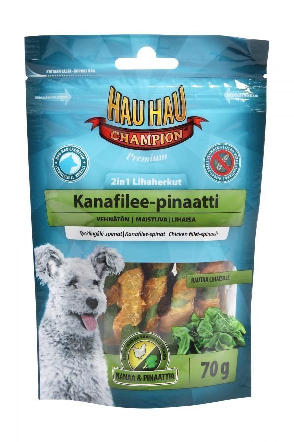 Hau-Hau Champion 2in1 Lihaherkut Kana-Pinaatti 70 G