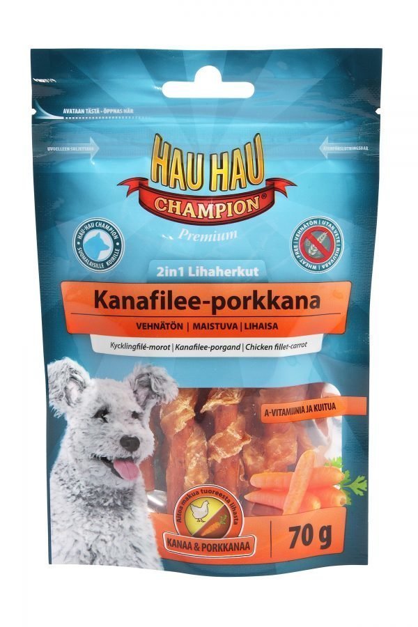 Hau-Hau Champion 2in1 Lihaherkut Kana-Porkkana 70 G