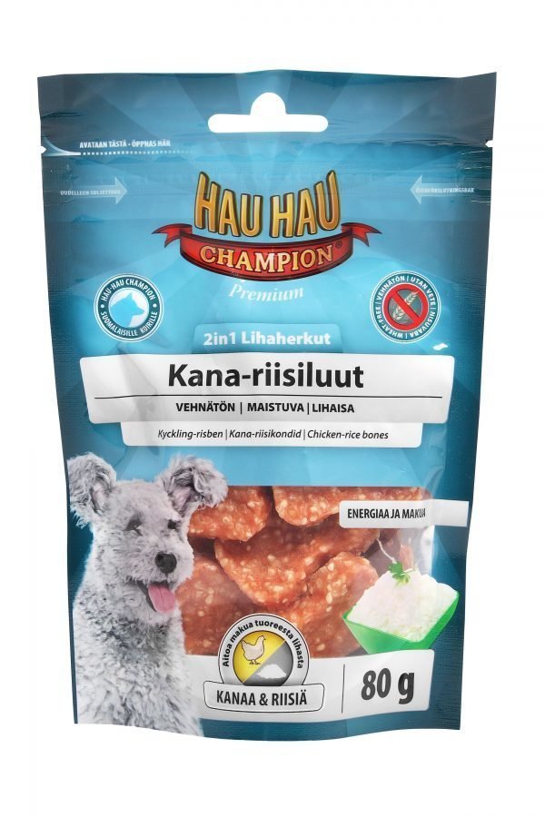 Hau-Hau Champion 2in1 Lihaherkut Kana-Riisiluut 80 G