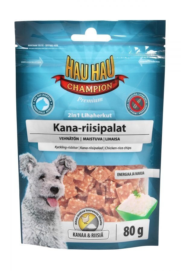 Hau-Hau Champion 2in1 Lihaherkut Kana-Riisipalat 80 G