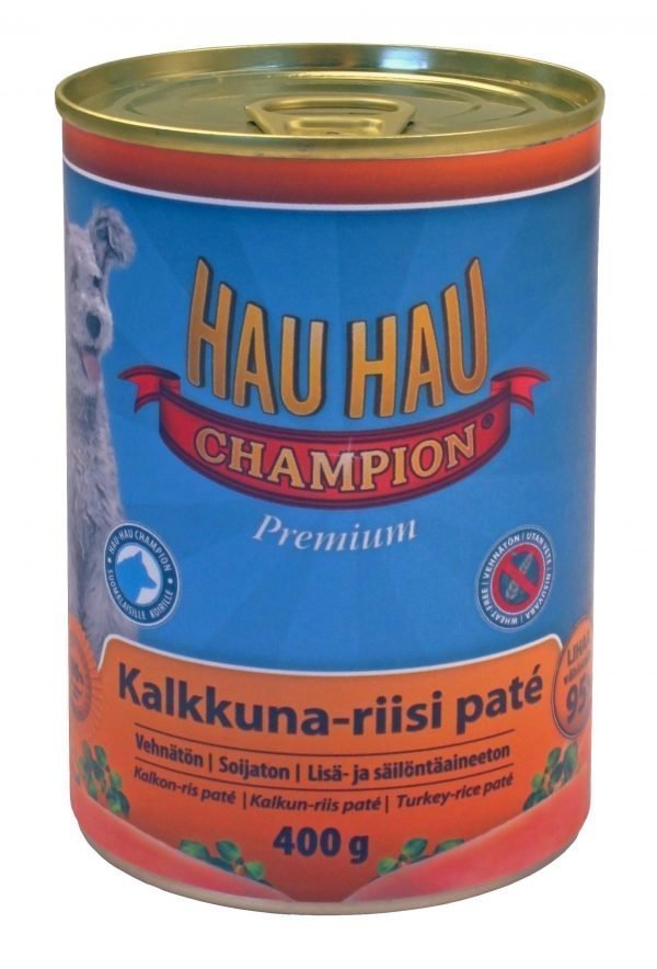 Hau-Hau Champion Kalkkuna-Riisi Pate 400 G Säilykeateria