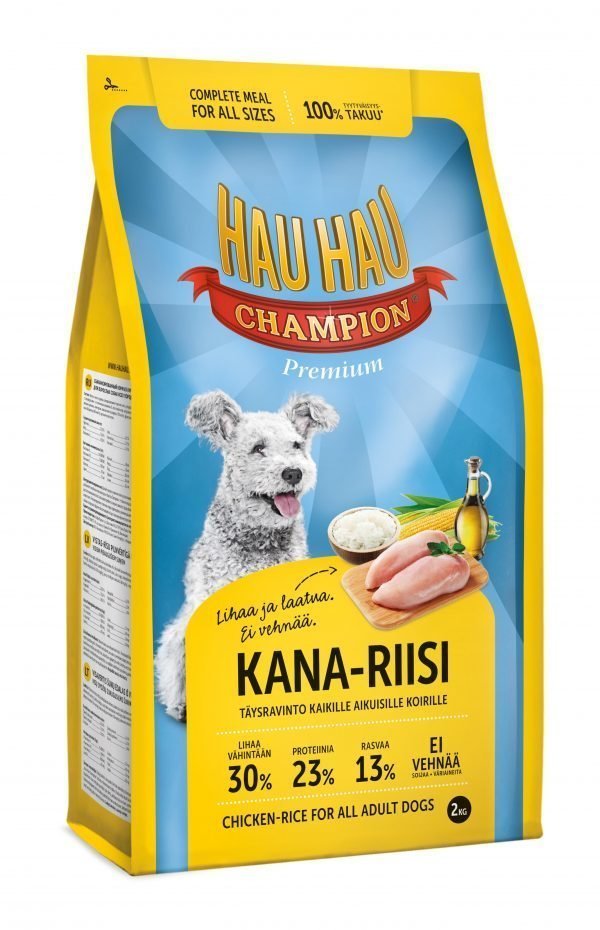 Hau-Hau Champion Kana-Riisi 2 Kg Koiran Täysravinto
