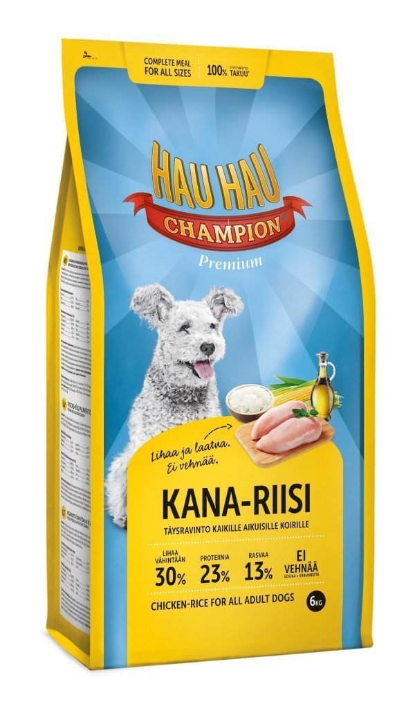 Hau-Hau Champion Kana-Riisi 6 Kg Koiran Täysravinto