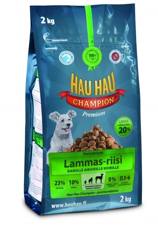 Hau-Hau Champion Lammas-Riisi 2 Kg Koiran Täysravinto