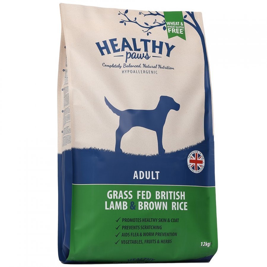 Healthy Paws Dog Adult Grass Fed British Lamb & Brown Rice 12 Kg