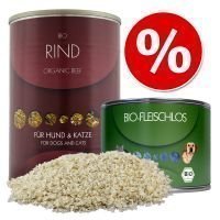 Herrmanns-paketti: riisihiutaleet + märkäruoat - 6 x 400 g hevosenliha + 6 x 200 g luomukasvisruoka