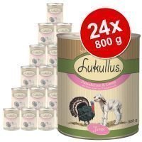 Lukullus Junior -säästöpakkaus 24 x 800 g - kalkkunansydän ja lammas