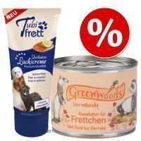 Pakettitarjous: Greenwoods-märkäruoka + Tubifrett-lohitahna - 6 x 200 g + lohitahna 70 g