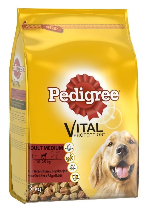 Pedigree Adult Härkää Ja Siipikarjaa 3 Kg Koiran Kuivaruoka