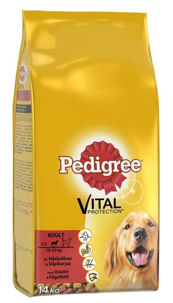 Pedigree Adult Siipikarjaa Ja Kasviksia 14 Kg Koiran Kuivaruoka