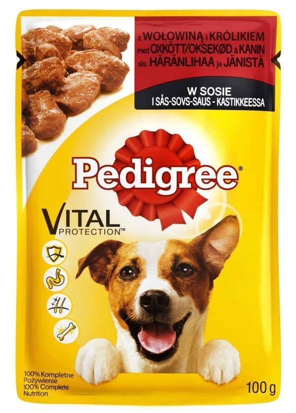 Pedigree Härkää & Jänistä Kastikkeessa 100 G Annospussi