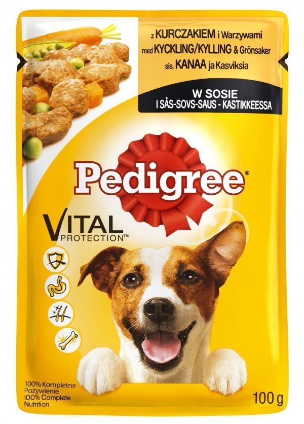 Pedigree Kanaa & Kasviksia Kastikkeessa 100 G Annospussi