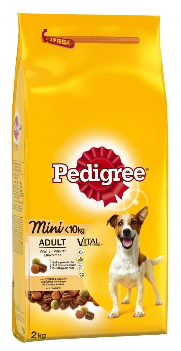 Pedigree Mini Kanaa Ja Kasviksia 2 Kg Koiran Kuivaruoka