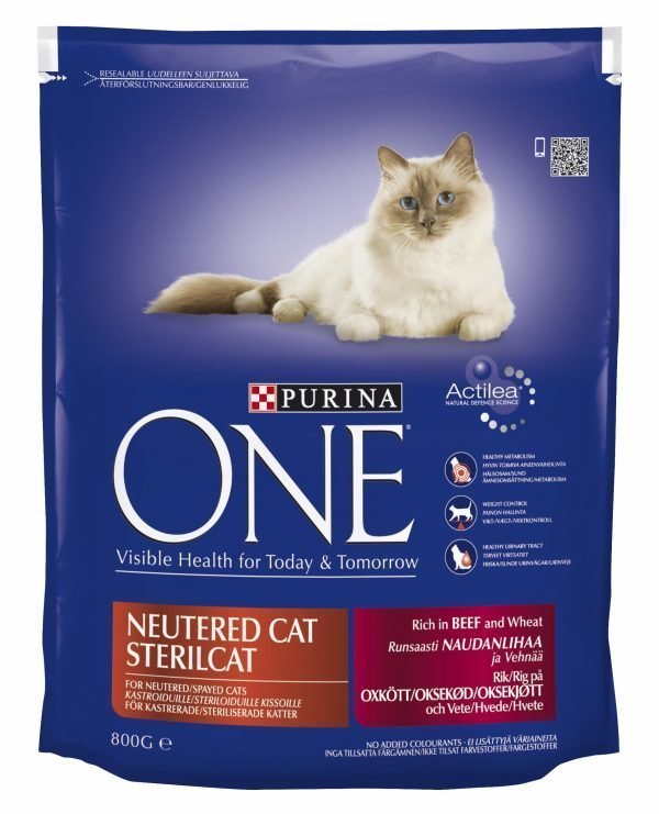 Purina One Sterilcat 800 G Runsaasti Naudanlihaa Ja Vehnää Kissanruoka