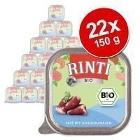 Rinti Bio -säästöpakkaus 22 x 150 g - mix: naudanliha & siipikarjansydän