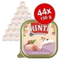 Rinti Finest -säästöpakkaus 44 x 150 g - Senior: kana & riisi