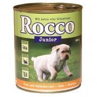 Rocco Junior 6 x 800 g - kanansydän & riisi + kalsium