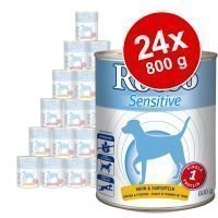 Rocco Sensitive-säästöpakkaus 24 x 800 g - kolme makua: lammas & riisi