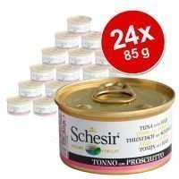 Schesir in Jelly -säästöpakkaus 24 x 85 g - mix: 12 x tonnikala ja 12 x tonnikala & naudanfile