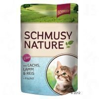 Schmusy Nature -pussiruoka 12 x 100 g - Kitten: lohi