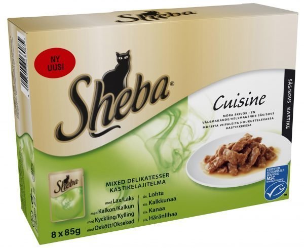 Sheba Cuisine Kastikelajitelma 8 X 85 G  Kissan Annospakkaukset