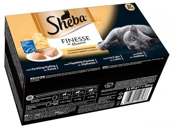 Sheba Finesse Mousse Valikoidut 8 X 85 G Kissan Annospakkaukset