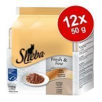 Sheba Fresh & Fine -säästöpakkaus 12 x 50 g - maa & meri -lajitelma