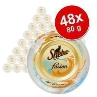 Sheba Fusion -säästöpakkaus 48 x 80 g - lohi & kana