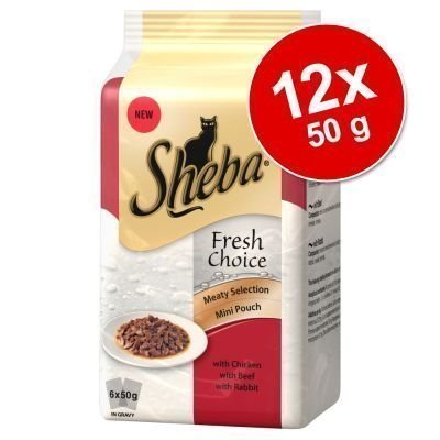 Sheba Mini Pouch Fresh Choice -säästöpakkaus 12 x 50 g - Meaty Selection