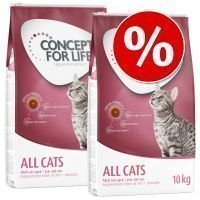 Säästöpakkaus: 2 x Concept for Life -kissanruokaa - All Cats (2 x 10 kg)