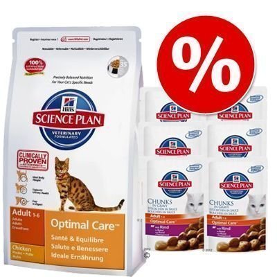 Säästöpakkaus: Hill´s suurpakkaus + 6 x 85 g märkäruokaa - Sterilised Cat Young Adult (8 kg)