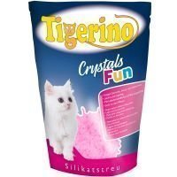 Tigerino Crystals Fun - värikäs kissanhiekka - vaaleanpunainen (3 x 5 l)