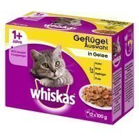 Whiskas 1+ Pouches 12 x 100 g - 1+ siipikarjavalikoima hyytelössä