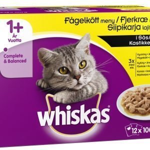 Whiskas 1+ Siipikarja Kastikkeessa 12 X 100 G Kissan Annospakkaus