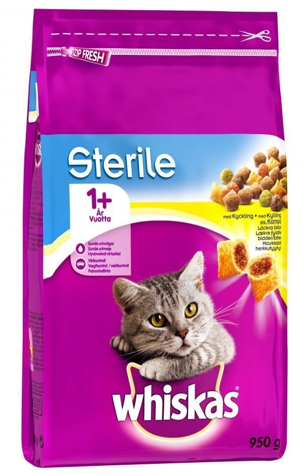 Whiskas 1+ Sterile Kanaa 950 G Kissan Ruoka