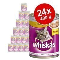 Whiskas 1+ -purkkiruoka 24 x 400 g - mukaan: annostelulusikka