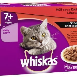 Whiskas 7+ 12 X 100 G Lihalajitelma Kastikkeessa