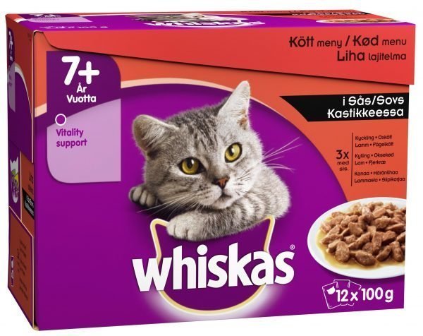 Whiskas 7+ 12 X 100 G Lihalajitelma Kastikkeessa