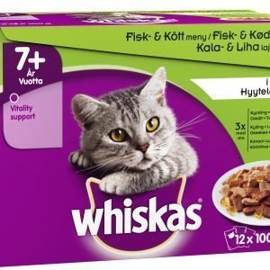 Whiskas 7+ Kala&Lihalajitelma Hyytelössä 12 X 100 G Kissan Annospakkaus